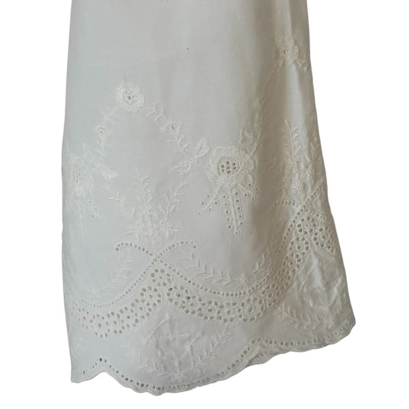 LANDS’ END White Tunic Dress Embroidered Beach Cover Up Swim Beach Vacation Sz M - Picture 3 of 7